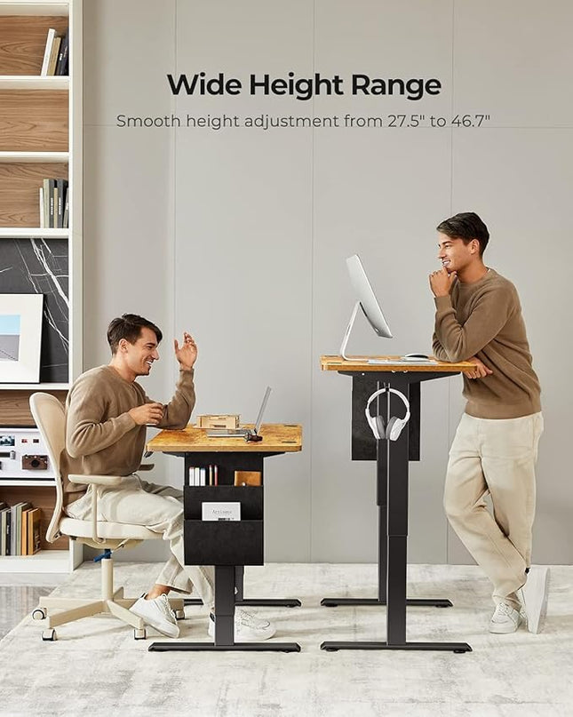 Marsail Standing Desk, Office Adjustable Heights Desk,Stand Up Desk,63x24 Inches Desktop Sit Stand Home Office Gaming Computer Desk with 4 Memory Presets,Headphone Hook,Cable Organizer,Rustic - LeafyLoom