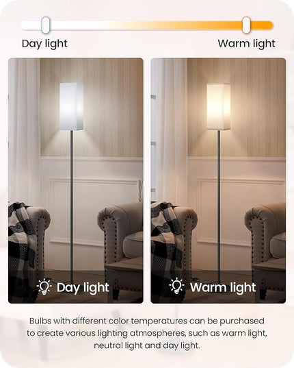 Floor Lamp, Pole Lamp with Foot Switch, Modern Standing Lamp Lampshade, Minimalist Freestanding Lamp (Bulb Not Included), for Living Room, Bedroom Office FCC Listed, Black and White CW07LD05 - LeafyLoom