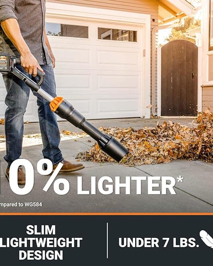 WORX Nitro 40V LEAFJET WG585 Leaf Blower Cordless with Battery & Charger, PowerShare, Blowers for Lawn Care Up to 165 MPH 620 CFM, Lightweight with High-Power Turbine Fan and Brushless Motor - LeafyLoom