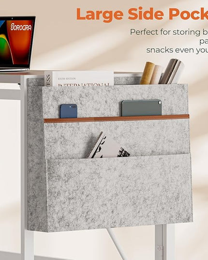 Folding Desk, Small Foldable Desk 39.4 Inch for Small Space, Computer Table Home Office Writing Desk with Storage Bag Headphone Hook, Easy Assembly, White - LeafyLoom