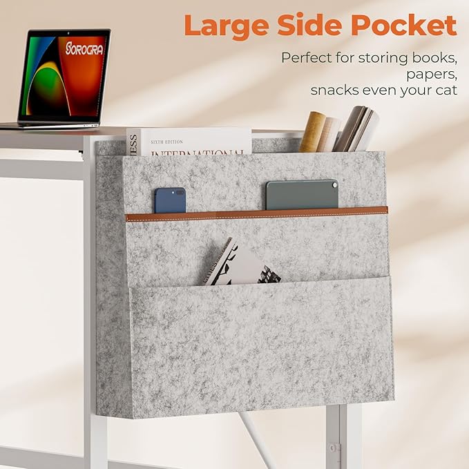 Folding Desk, Small Foldable Desk 39.4 Inch for Small Space, Computer Table Home Office Writing Desk with Storage Bag Headphone Hook, Easy Assembly, White - LeafyLoom