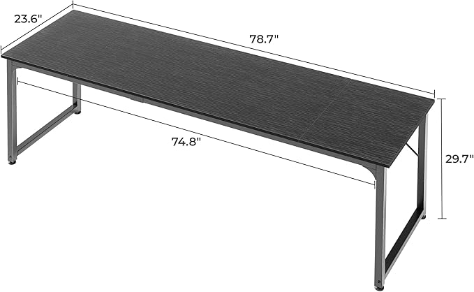 Computer Desk, 80 Inch Office Desk, Gaming Desk with Storage, Writing Desk Work Desk for Home Office, Study, Long Simple Desk, Large Legroom, Metal Frame, Black - LeafyLoom