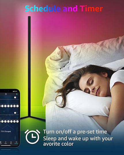 MODERN Two Pack LED Corner RGB Floor Lamp,Updated Bigger Size, Smart App Control,40W LED Color Changing Floor Lamp with Remote, RGB Floor Lamp for Bedroom,Living Room - LeafyLoom
