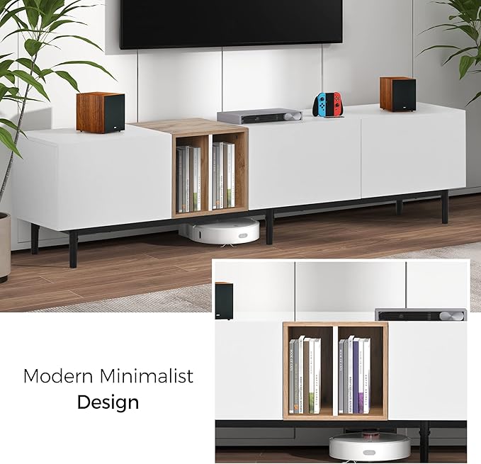 NicBex TV Stand for 80 Inch TV Modern TV Media Console Table with Large Storage Cabinet,Entertainment Center with Storage for Living Room,Bedroom,76.8 Inch,White - LeafyLoom