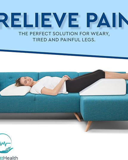 Leg Elevation Wedge Pillow for Sleeping, After Surgery | Memory Foam | Relieves Foot and Ankle Injury, Legs, Hip, and Knee Pain, Improves Blood Circulation, 8 Inch - LeafyLoom