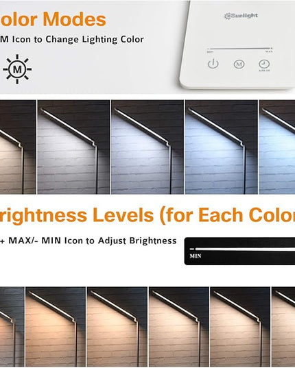 Desk Lamp, Desk Light, Dimmable Table Lamp, 7W, 5 Color Modes, 6 Brightness Levels, Touch Control, Memory Function, LED Foldable Led Lamp for Reading, Working, Office, Study (Silver) - LeafyLoom