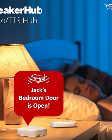 YoLink LoRa Smart Door Sensor Starter Kit: SpeakerHub Audio Hub & (3) Door Sensors - Up to 1/4 Mile Open-Air Range, Door Left-Open Reminders, up to 5 Year Battery Life, Alexa, IFTTT, Home Assistant YoLink