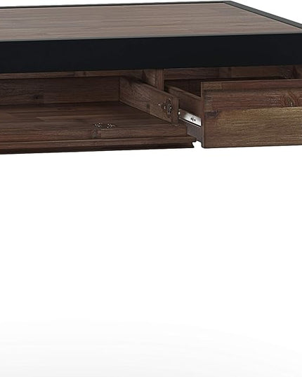 SIMPLIHOME Erina SOLID WOOD and Metal Modern Industrial 48 inch Wide Home Office Desk, Writing Table, Workstation, Study Table Furniture in Rustic Natural Aged Brown with 2 Drawers - LeafyLoom