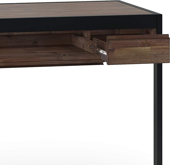 SIMPLIHOME Erina SOLID WOOD and Metal Modern Industrial 48 inch Wide Home Office Desk, Writing Table, Workstation, Study Table Furniture in Rustic Natural Aged Brown with 2 Drawers - LeafyLoom