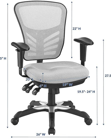 Modway EEI-757-GRY Articulate Ergonomic Mesh Office Chair in Gray - LeafyLoom