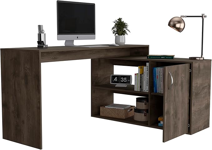 NicBex Kimberly-DW-00203-LWJ Home Office Desks, 59.64"x45.86"x30.11", Dark Brown - LeafyLoom
