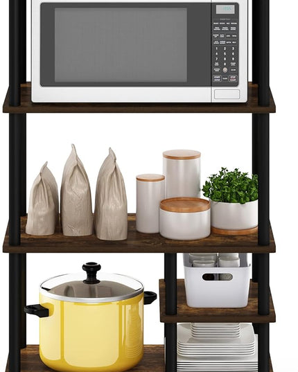 Furinno Turn-N-Tube 4-Tier Toolless Kitchen Storage Shelf Cart, Amber Pine/Black - LeafyLoom