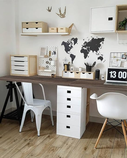 Kaboon Universal Tabletop 59.1"x23.62", Solid One-Piece Melamine Table Top, Double Desk L-Desk DIY, Home and Office Countertop,Eucalyptus/Dark Walnut - LeafyLoom