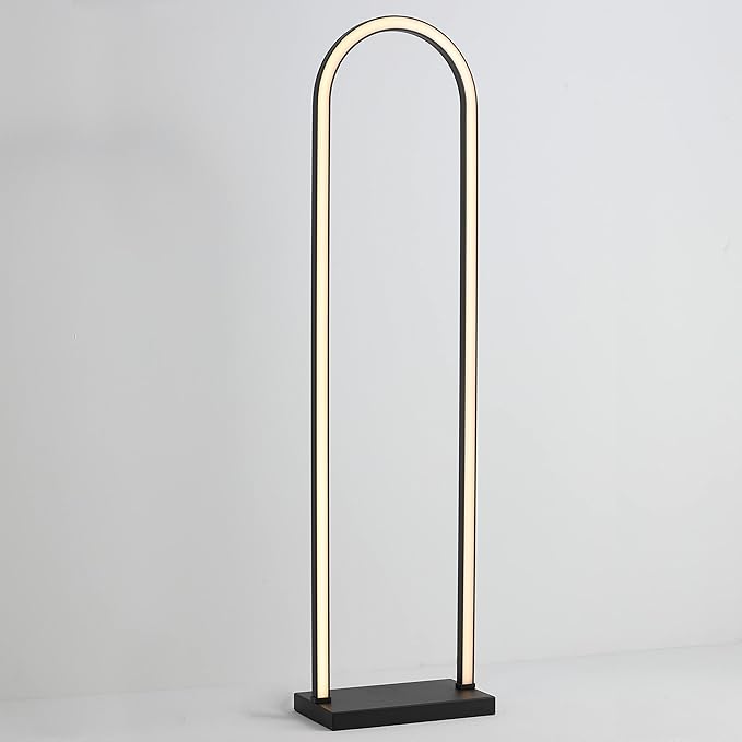LUCĒ by Mercer Project Modern LED Arched Floor Lamp, Black - LeafyLoom