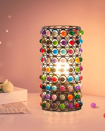 Colorful Beads Table Lamp-Cute Lamp for Girls Room, Unique Lampshade, Bulb Included - LeafyLoom