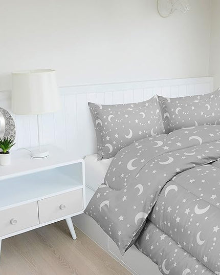 Utopia Bedding All Season Moon Star Comforter Set with 2 Pillow Cases, 3 Piece Soft Brushed Microfiber Kids Bedding Set for Boys/Girls, Machine Washable (Twin) - LeafyLoom