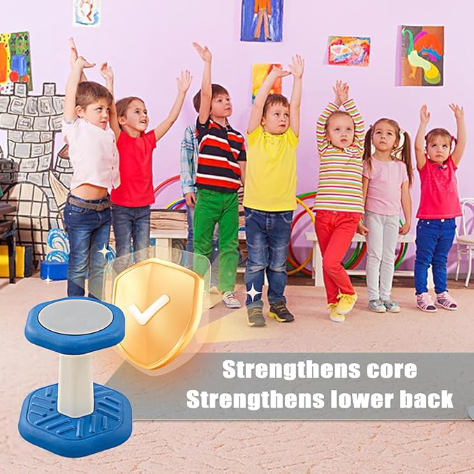 Active Chairs Kids Preschool Wobble Stool - Alternative Flexible Seating Balance Wiggle Stool for Classroom,Preschool,Kindergarten&Elementary School,Active Sensory Chairs,Ages3-8,Blue(14in) - LeafyLoom