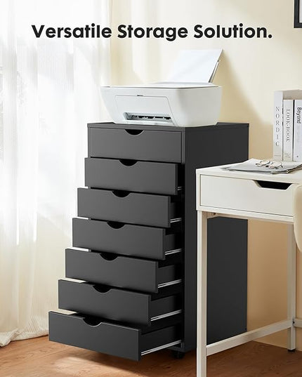 OLIXIS Chest Wood File Cabinet Rolling Organization Storage Dresser with Wheels for Home Office - LeafyLoom