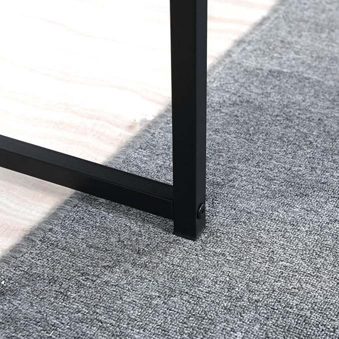 FurnitureR 39.4 inch Small Study Writing Table with Storage Bag Space Saving for Home Office, Modern PC Metal Frame Computer Desk, Brown - LeafyLoom