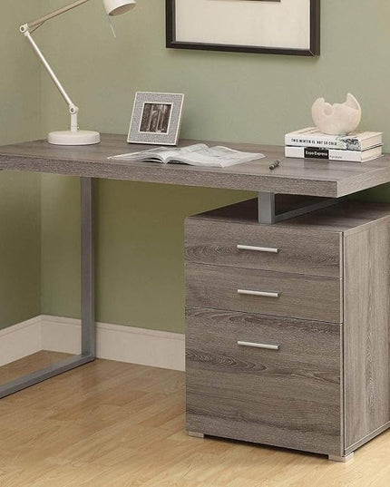 Monarch Specialties Computer Desk with File Cabinet-Left or Right Set-Up, 48" L, Dark Taupe - LeafyLoom