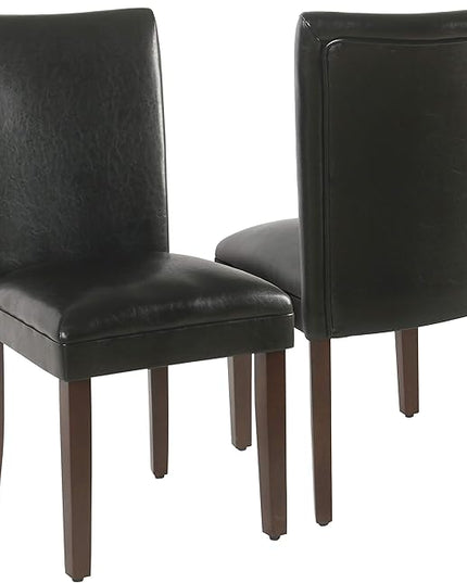 HomePop Classic Parsons Dining Chairs, Black Faux Leather (Set of 2) - LeafyLoom