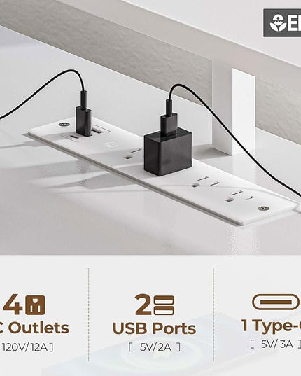 Seventable L Shaped Computer Desk with Drawers, Reversible Gaming Desk with LED Lights & Charging Port, Corner Desk with Storage Shelves & Monitor Stand for Home Office White - LeafyLoom