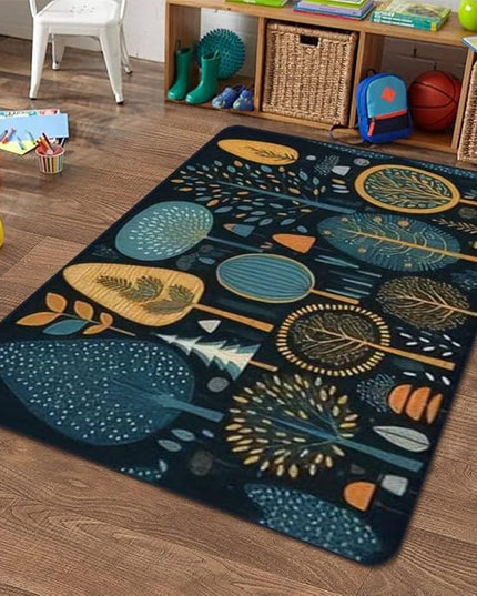 Soft Kids Play Area Rugs 3D Home Set Cartoon Doodle Trees Beautiful Hand Drawn Childish Primitive Style Plush Rugs Non Slip Shaggy Carpets for Kids' Bedroom Classroom Playroom Nursery Décor - LeafyLoom