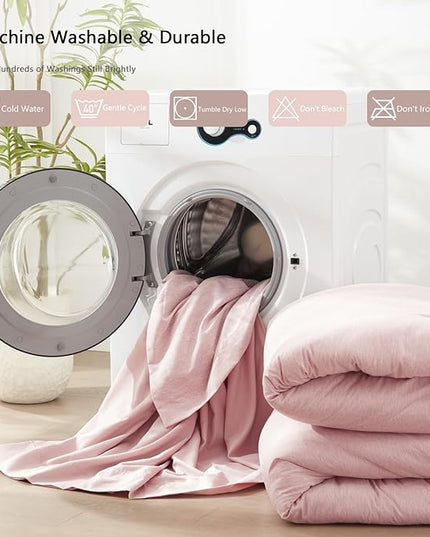 UNILIBRA King Comforter Set 7 Pieces Bed in a Bag - Pink King Soft Bedding Set for All Seasons - Cationic Dyeing Bed Comforter Sets with Comforter, Flat Sheet, Fitted Sheet, Pillowcases & Shams - LeafyLoom
