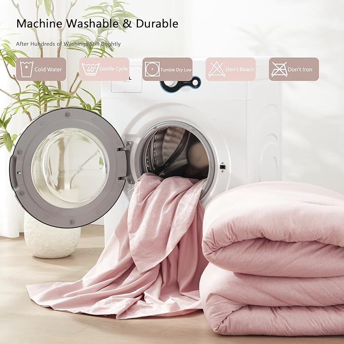 UNILIBRA Twin Comforter Set 5 Pieces - Pink Bed in a Bag Twin Size Soft for All Seasons - Cationic Dyeing Bedding Comforter Sets with Comforter, Flat Sheet, Fitted Sheet, Pillowcases & Shams - LeafyLoom