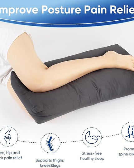 Knee Pillow for Side Sleepers, 5 Inch Height Between Leg & Under Knee Pillow for Back Sleepers - Leg Pillow with 1100G 7D High Suppot Alternative for Relieving Leg, Back, and Knee Pain-Grey - LeafyLoom