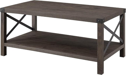 Walker Edison Sedalia Modern Farmhouse Metal-X Coffee Table, 1 Pack, Sable Grey - LeafyLoom