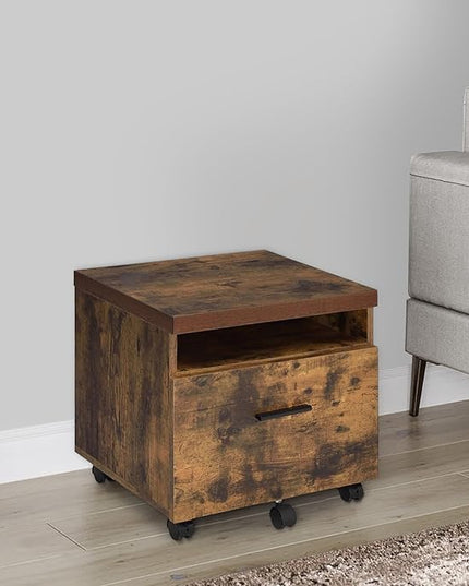 Acme Bob 1-Drawer Wooden File Cabinet in Weathered Oak - LeafyLoom