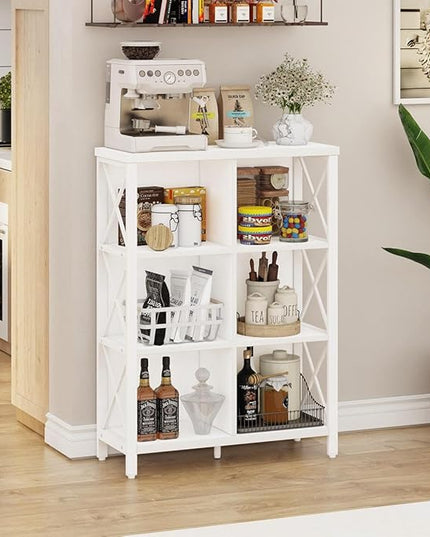 FATORRI 6 Cube Storage Organizer Shelf, Wood and Metal Cubby Bookcase, Modern Cube Bookshelf (White Oak) - LeafyLoom