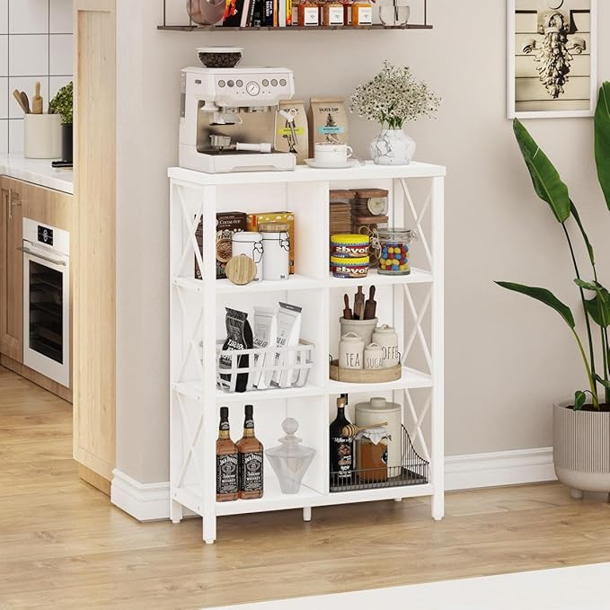 FATORRI 6 Cube Storage Organizer Shelf, Wood and Metal Cubby Bookcase, Modern Cube Bookshelf (White Oak) - LeafyLoom