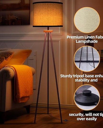 Tripod Floor Lamp, Mid Century Standing Lamp, Modern Design Studying Light for Living Room, Bedroom, Study Room and Office - LeafyLoom