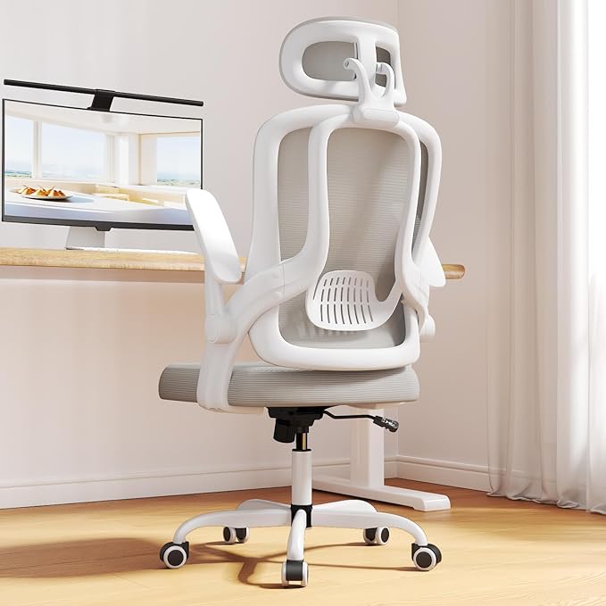 Home Office Chair, High Back Ergonomic Desk Chair with 3D Armrests, Lumbar Support, Mesh Computer Chair with Adjustable Headrest, for Home, Office, Work, Student - LeafyLoom