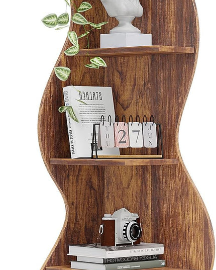 Small Corner Shelf, Modern 5-Tier Wall Corner Bookshelf, Stylish Bookcase Storage Rack for Small Space,Living Room. Bedroom - LeafyLoom