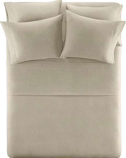 Comfort Spaces Cotton Flannel Breathable Warm Deep Pocket Sheets with Pillow Case Bedding, Cal King, Tan Solid 4 Piece - LeafyLoom