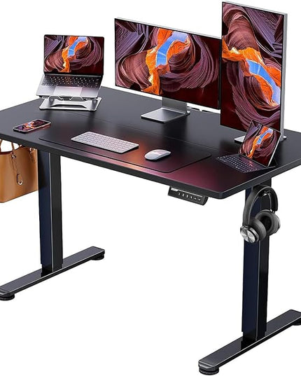 ErGear Height Adjustable Electric Standing Desk, 48 x 24 Inches Sit Stand up Desk, Memory Computer Home Office Desk (Black) - LeafyLoom