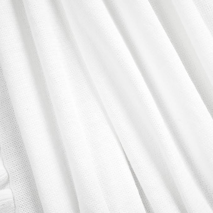 Lush Decor Reyna Soft Knitted Ruffle Throw Blanket, 104" W x 88" L, White - Classic Ruffled Bedding - Knit Blanket - Cozy Oversized Blanket For Bed or Couch - Vintage, Minimalist & Cottage Home Decor - LeafyLoom