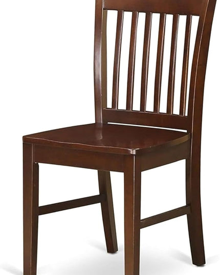 East West Furniture Norfolk Dining Room Slat Back Solid Wood Seat Chairs, Set of 2, Mahogany - LeafyLoom