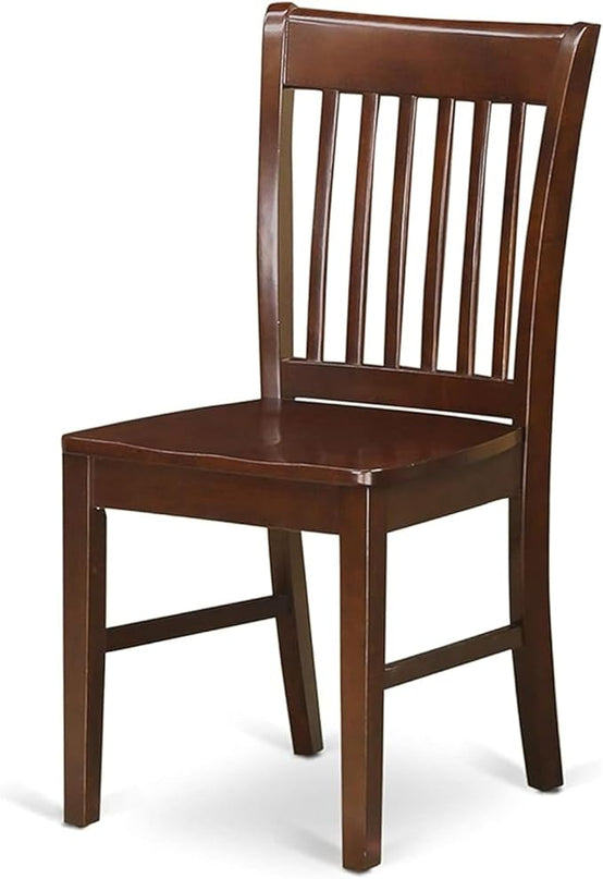 East West Furniture Norfolk Dining Room Slat Back Solid Wood Seat Chairs, Set of 2, Mahogany - LeafyLoom