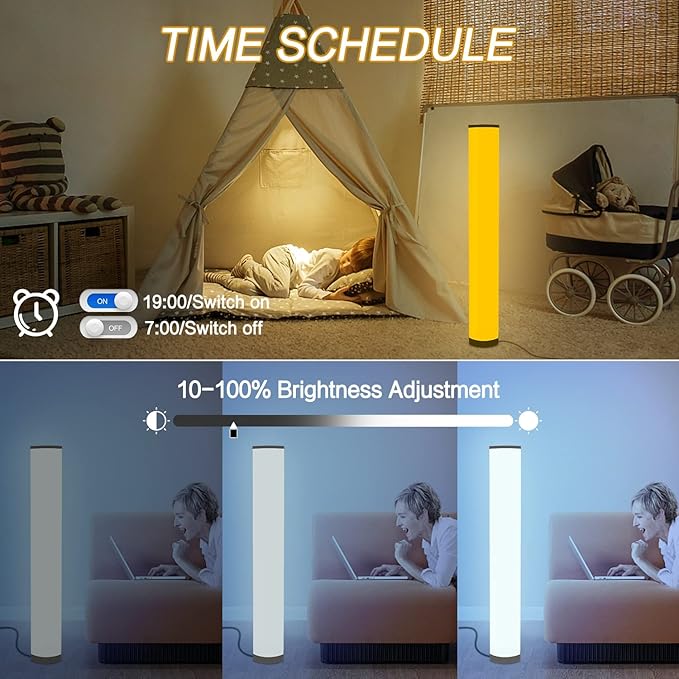 Marlrin 2-Pack RGB Corner Floor Lamp for Living Room APP Smart Music Sync Color Changing LED Lights Bedroom Colorful Decoration Lamp Soft Mood Lighting Dimmable with Remote Control - LeafyLoom