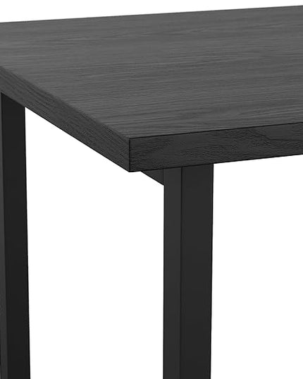 Martha Stewart Beckett Modern Trestle Desk with Open Side Shelving in Black Wood Grain Finish - LeafyLoom