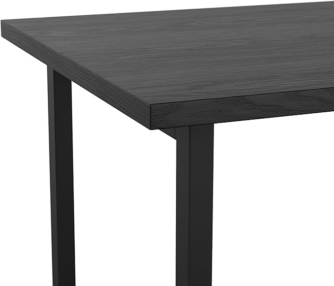 Martha Stewart Beckett Modern Trestle Desk with Open Side Shelving in Black Wood Grain Finish - LeafyLoom