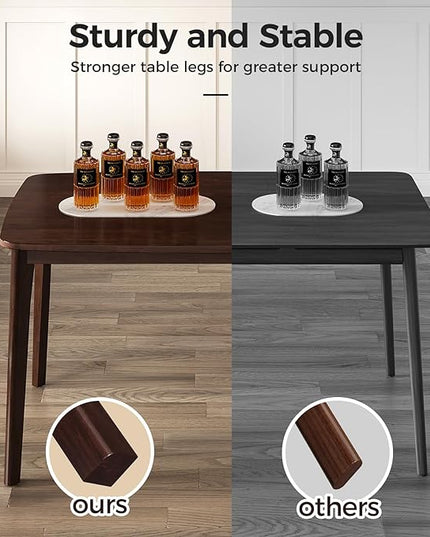 KKL Malaysian Oak Dining Table, 47" Kitchen Table for 2, Mid Century Modern Wood Dining Table, Easy Assembly, Coffee - LeafyLoom