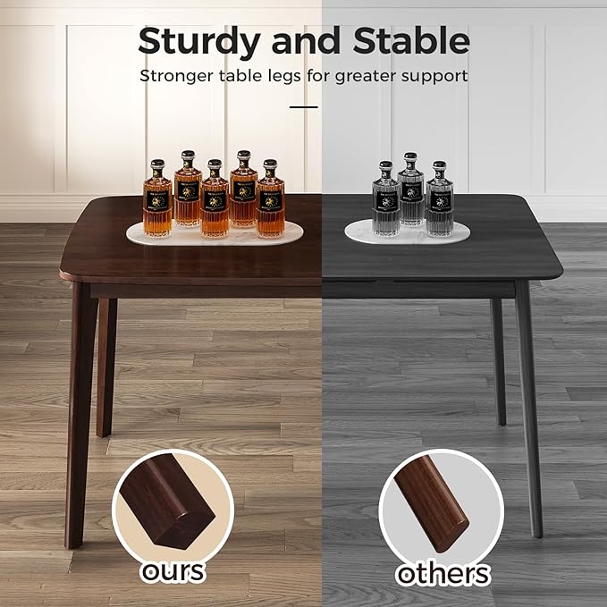 KKL Malaysian Oak Dining Table, 47" Kitchen Table for 2, Mid Century Modern Wood Dining Table, Easy Assembly, Coffee - LeafyLoom
