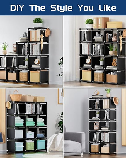 Mavivegue Book Shelf, 12 Cube Storage Organizer, DIY Bookcase, Metal Cube Bookshelf, Cubbies Closet Storage Organizer Shelves for Bedroom,Living Room,Home,Office - LeafyLoom
