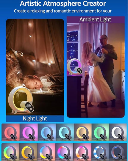 Smart Night Light for Kids,Wake Up Light Sunrise Alarm Clock,Ambient Light & Sleep Assistant White Noise Sound Machine Baby Night Light,App,Bluetooth Speaker,Snooze,Timer,Remote Control,Ideal for Gift - LeafyLoom
