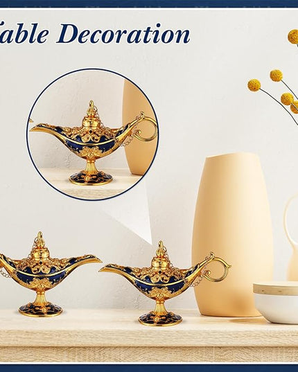 6 Pieces Magic Lamp Halloween Vintage Legend Lamp Wishing Light Costume Lamp Classic Costume Props Lamp Tabletop Decoration for Arabian Costume Props Home Party Birthday Wedding Delicate Gift (Blue) - LeafyLoom